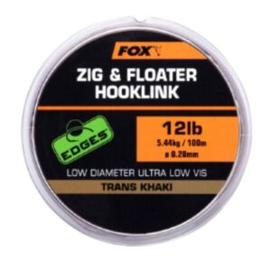 Fir Monofilament Fox Zig Floater Hooklink Trans Khaki 0.28mm 100M